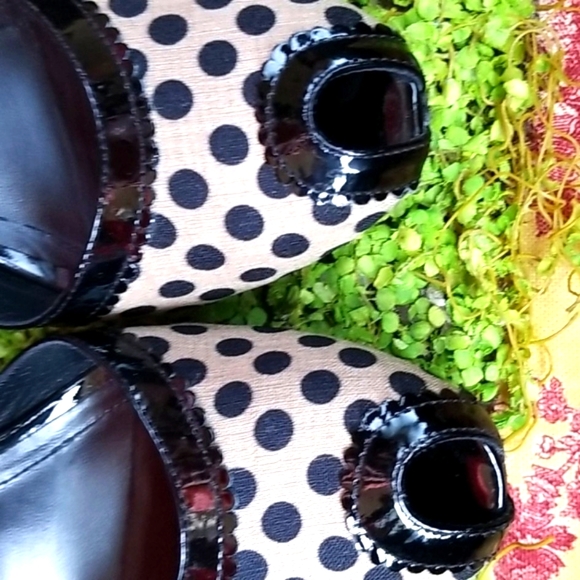 VIA SPIGA Peep Open Toe RETRO Spots Minnie White Polkadots Dance Heels EUC 8.5 - Picture 4 of 15